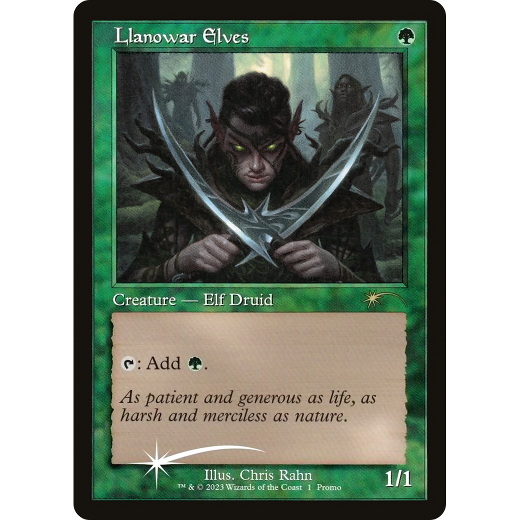Llanowar Elves (Retro Frame) (MEDIA-001) - Dominaria United Promos Foil