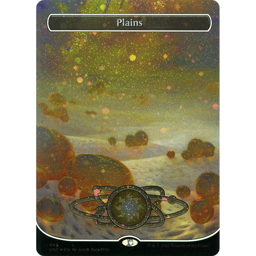 Plains (486) (Borderless) (Galaxy Foil) (UNF-486) - Unfinity Foil