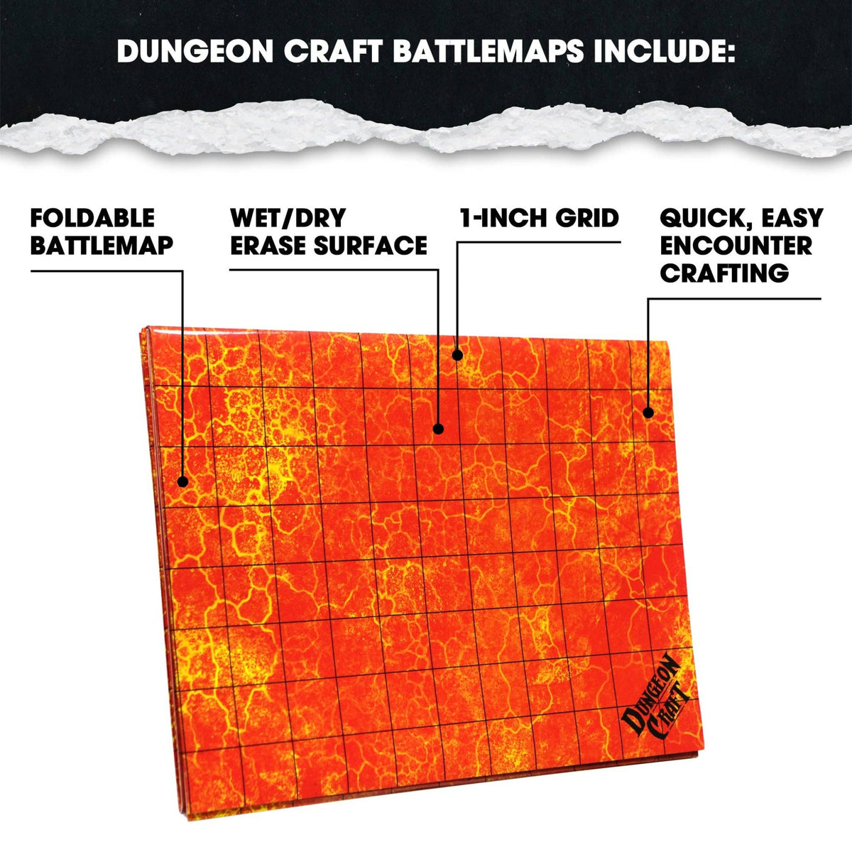 Dungeon Craft Battlemap: Hell and Lava - Double-Sided Dry/Wet Erase RPG Map
