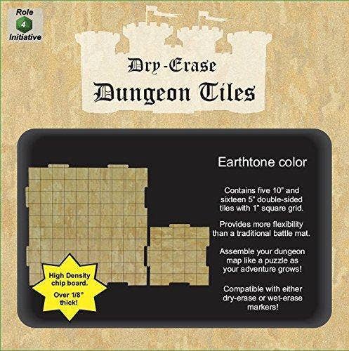 Dry Erase Dungeon Tiles, various colors, shapes, and sizes: Earthtone / Five 10" & Sixteen 5" Squares