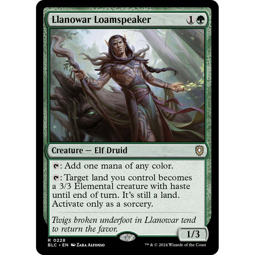 Llanowar Loamspeaker (BLC-228) - Bloomburrow Commander