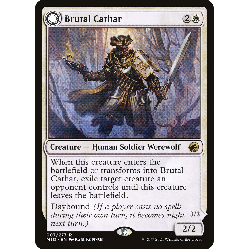 Brutal Cathar // Moonrage Brute (MID-007) - Innistrad: Midnight Hunt: (Double Faced Transform)