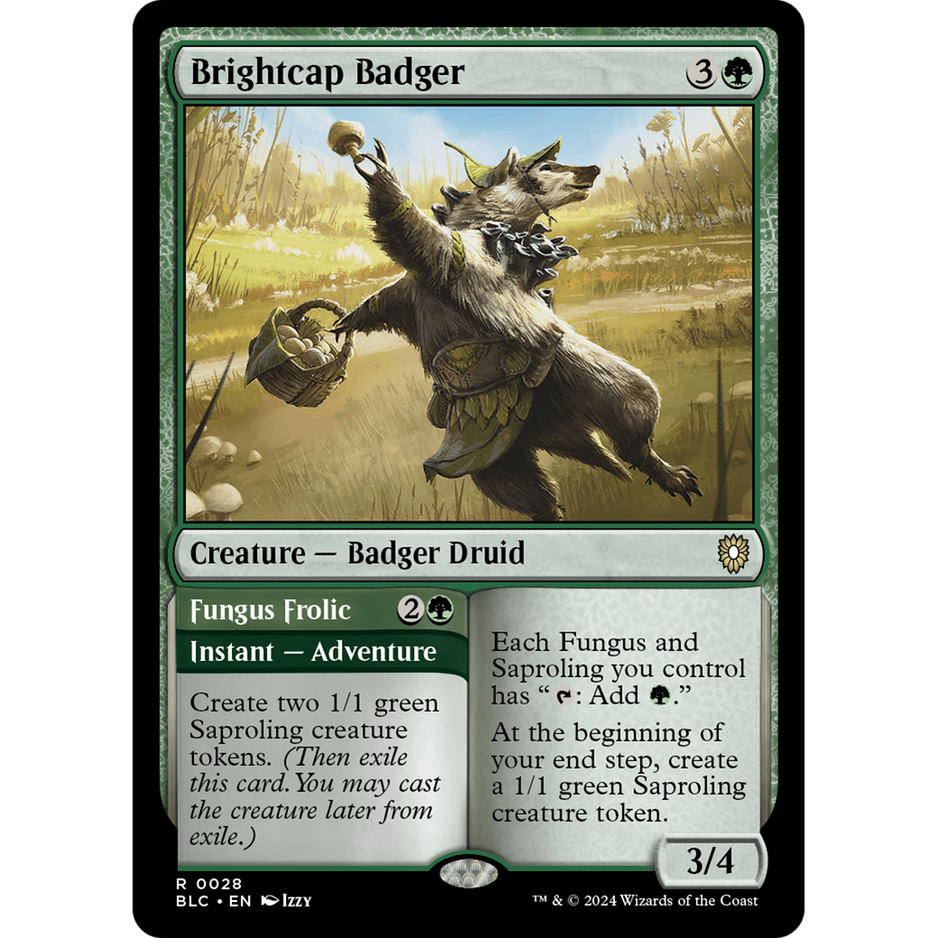 Brightcap Badger // Fungus Frolic (BLC-028) - Bloomburrow Commander