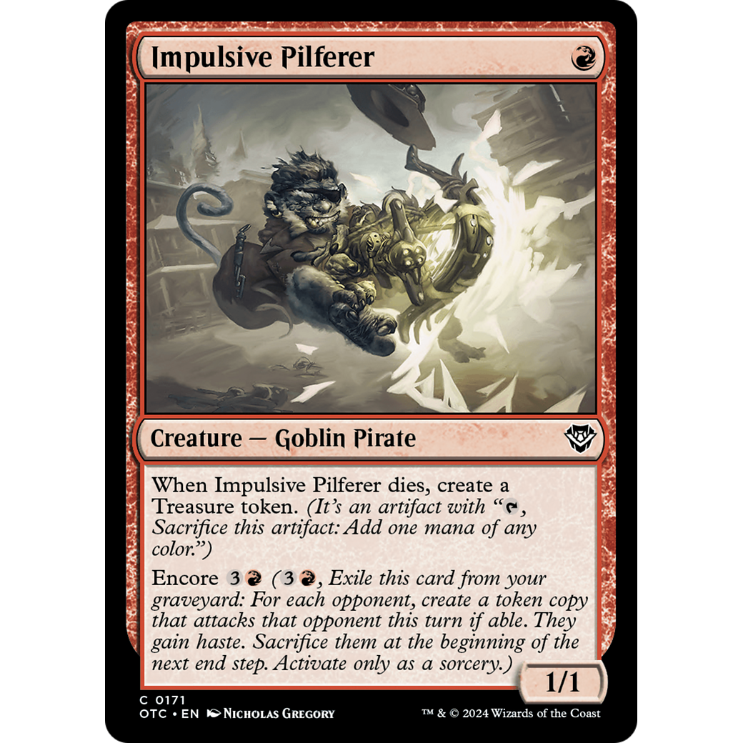 Impulsive Pilferer (OTC-171) - Outlaws of Thunder Junction Commander