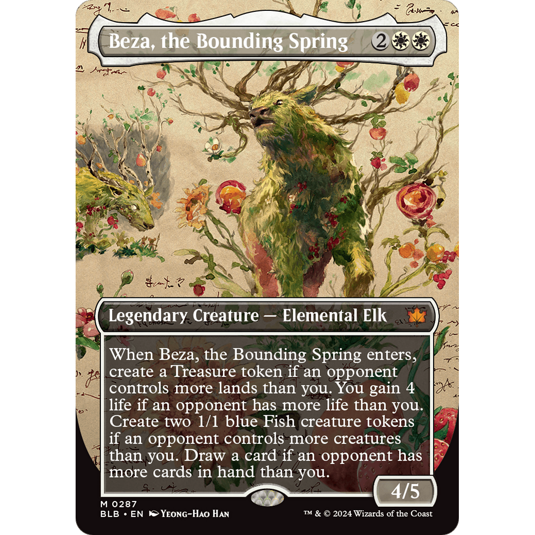 Beza, the Bounding Spring (BLB-287) - Bloomburrow: (Showcase) (Borderless) Foil
