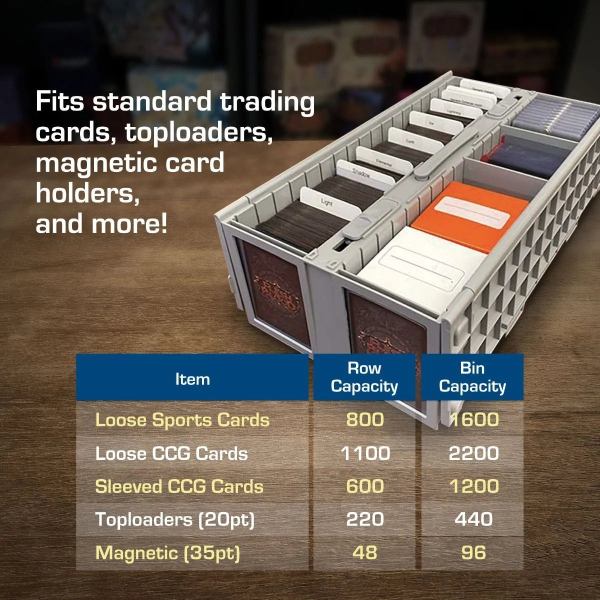 Collectible Card Bin 1600+ Card Storage - Grey