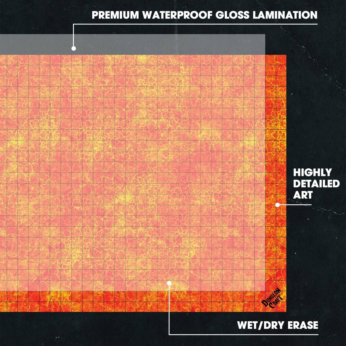 Dungeon Craft Battlemap: Hell and Lava - Double-Sided Dry/Wet Erase RPG Map