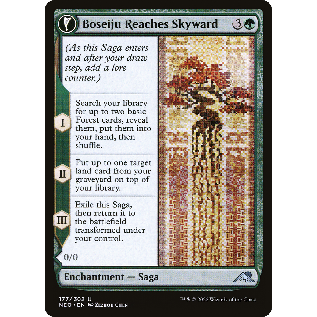 Boseiju Reaches Skyward // Branch of Boseiju (NEO-177) - Kamigawa: Neon Dynasty: (fandfc, enchantment)