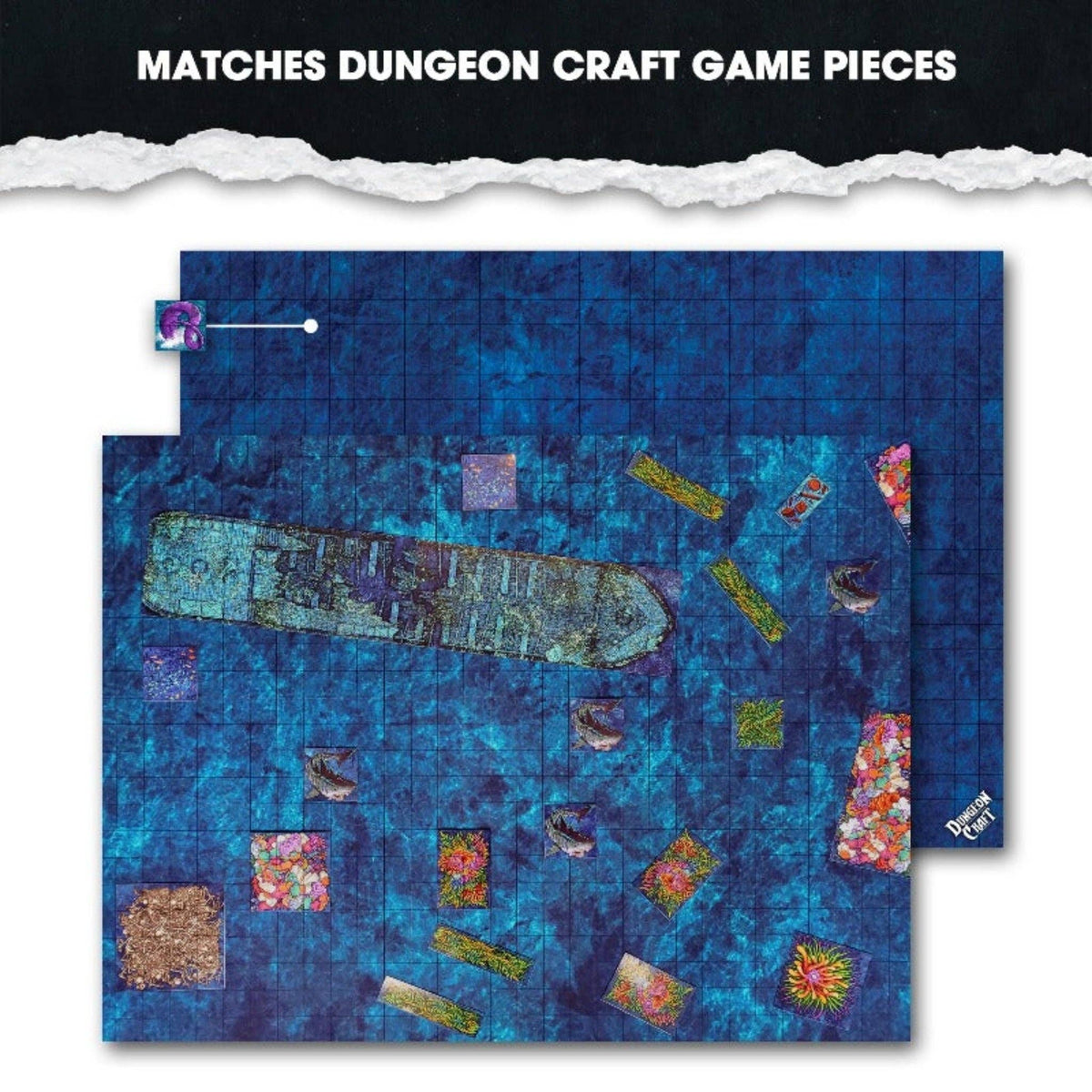 Dungeon Craft Battlemap: Ocean and Underwater - Double-Sided Dry/Wet Erase RPG Map