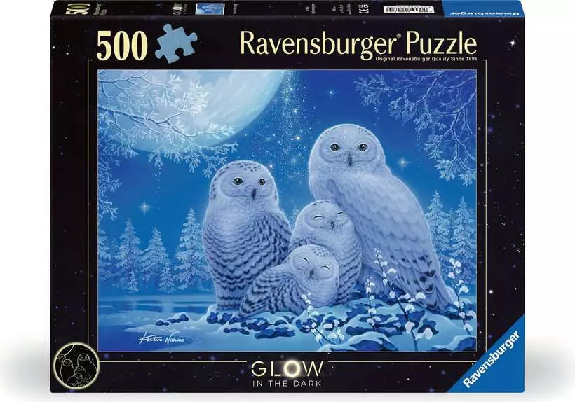 Owls in the Moonlight: Glow-in-the-Dark 500pc Puzzle