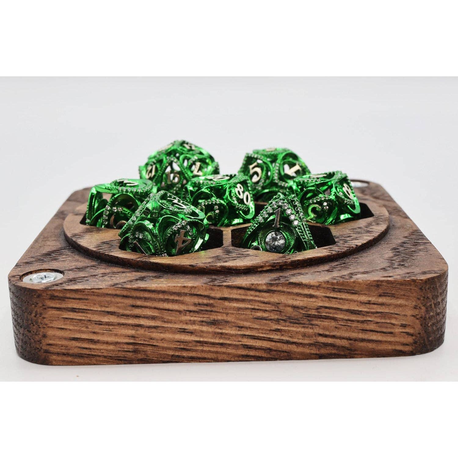 Hollow Hearts: Jeweled Green - Metal RPG Dice Set