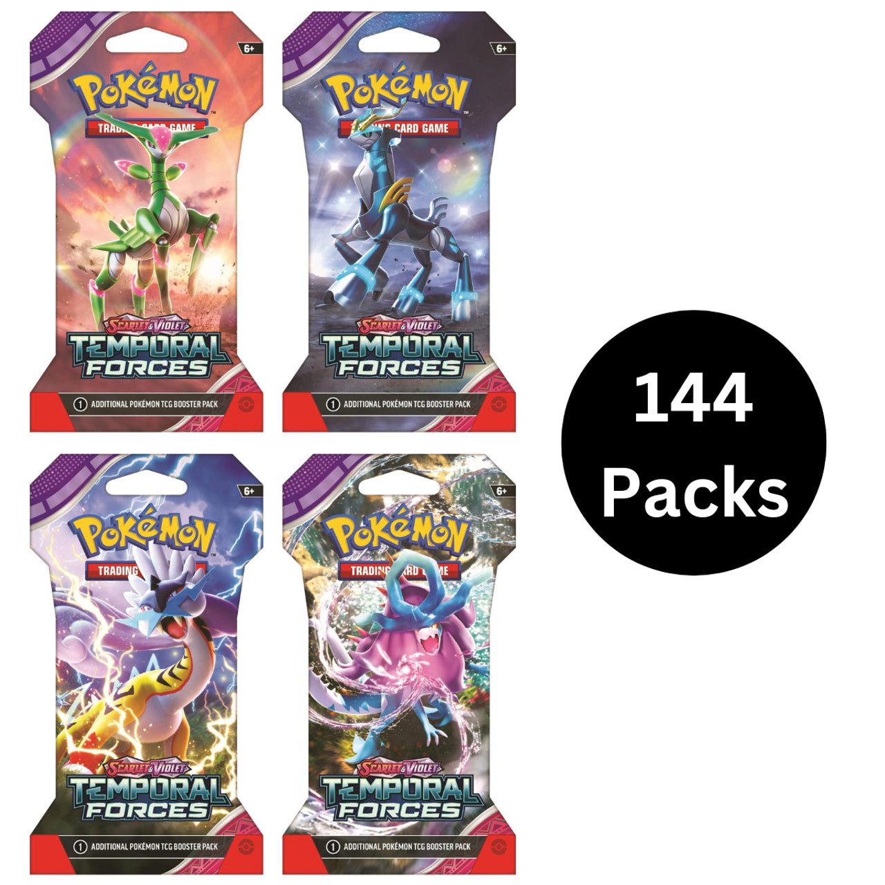 Pokemon: Scarlet and Violet - Temporal Forces Sleeved Booster Case (144 Booster Packs)