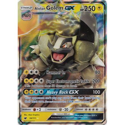Alolan Golem GX 34/111 - SM  Crimson Invasion Holofoil