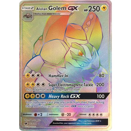 Alolan Golem GX (Secret) 113/111 - SM  Crimson Invasion Holofoil