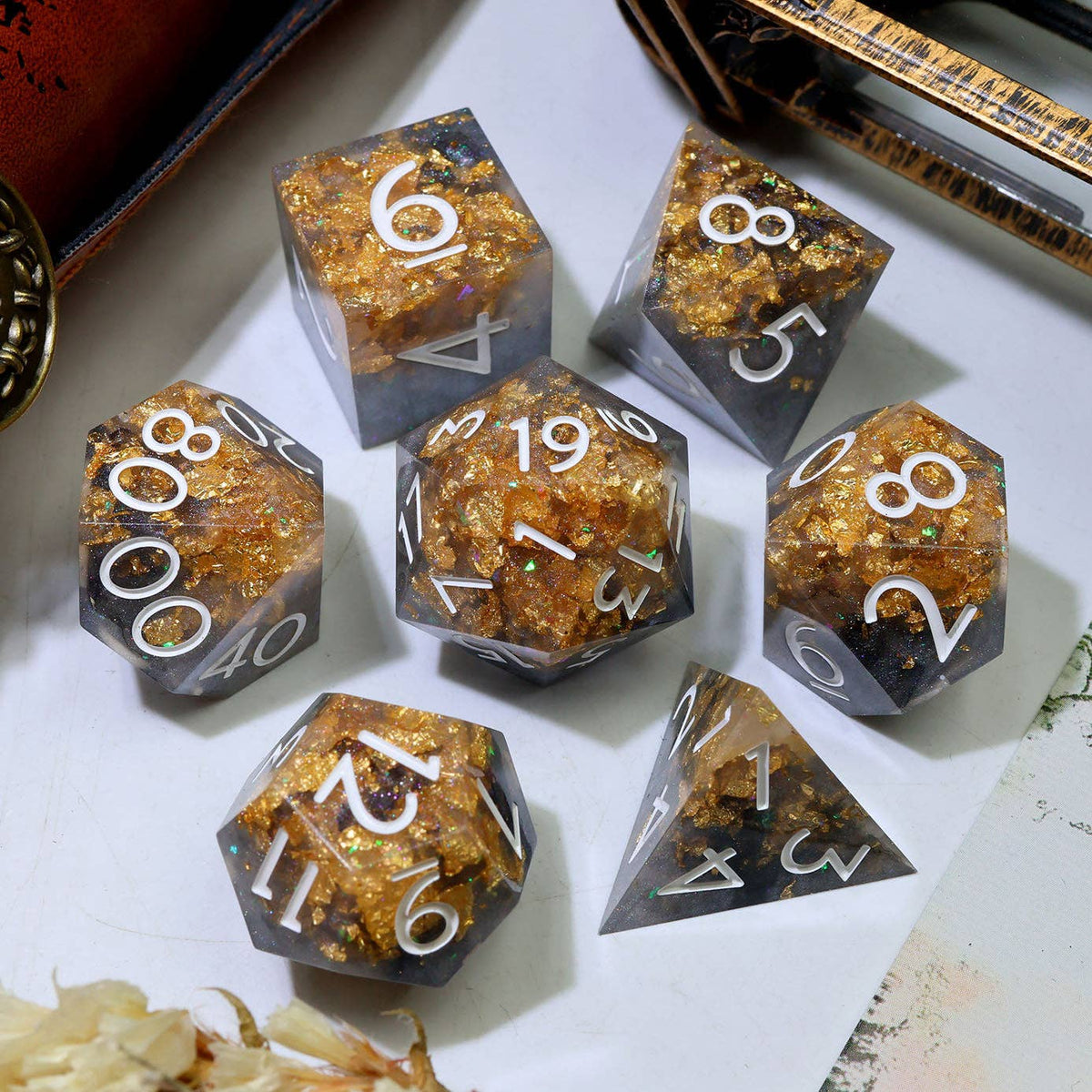 Marble Monarch - 7 Piece Polyhedral Dice Set