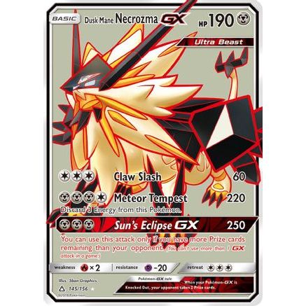 Dusk Mane Necrozma GX (Full Art) 145/156 - SM  Ultra Prism Holofoil