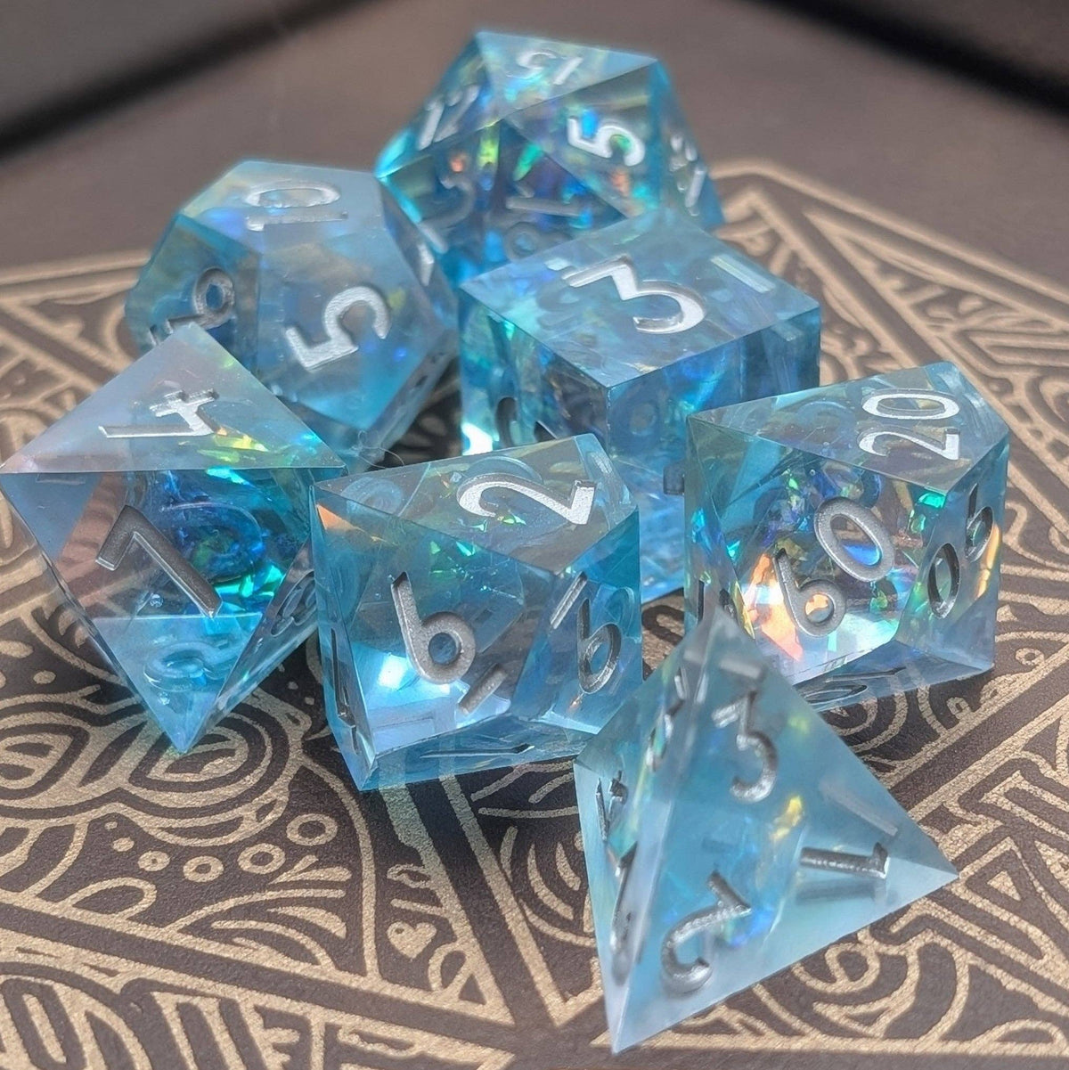 Oceanheart Opals - 7-Piece Luxury D&D Dice Set