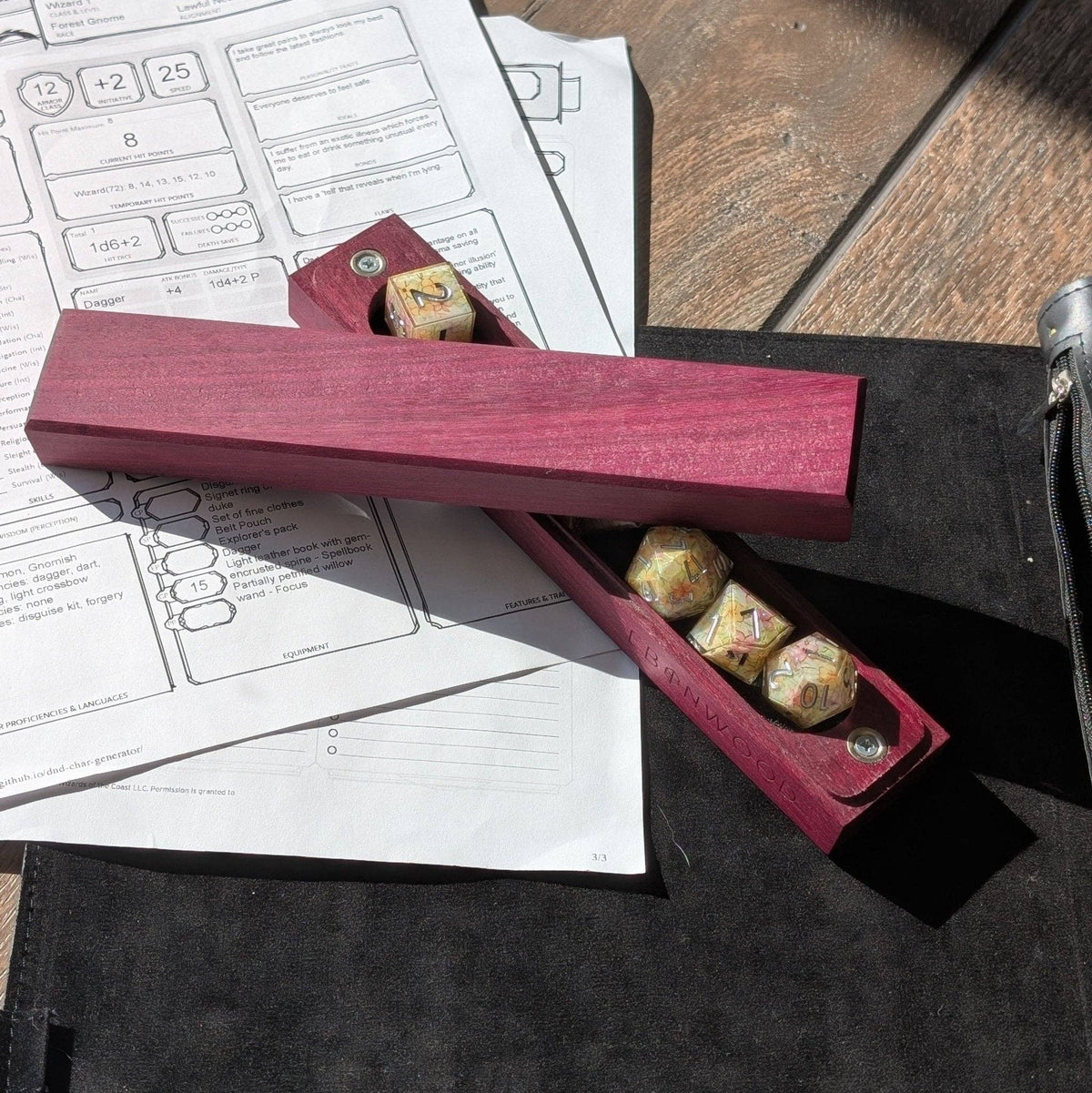 Purple Heart Dice Vault - Exotic Hardwood Dice Box