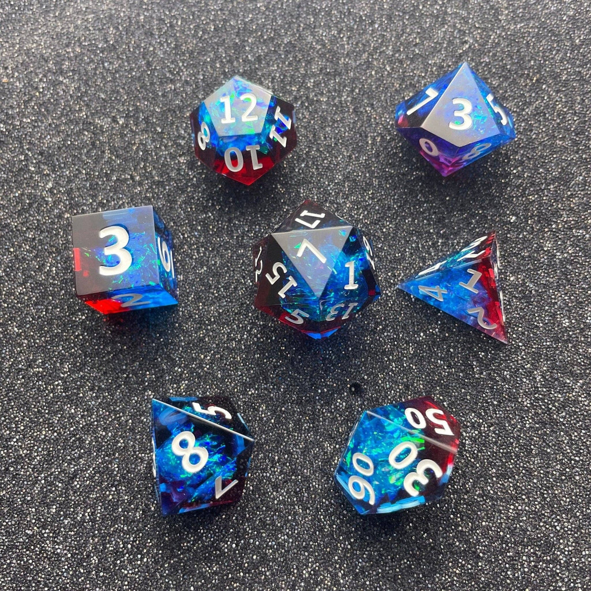 Frostfire Mystic - 7 Piece Luxury D&D Dice Set