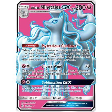 Alolan Ninetales GX (Full Art) 205/214 - SM  Lost Thunder Holofoil