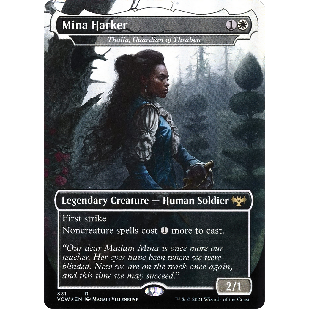 Mina Harker - Thalia, Guardian of Thraben (VOW-331) - Innistrad: Crimson Vow / Mina Harker (Borderless) Foil