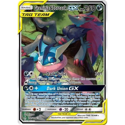 Greninja & Zoroark GX (201) (Alternate Full Art) 201/214 - SM  Unbroken Bonds Holofoil