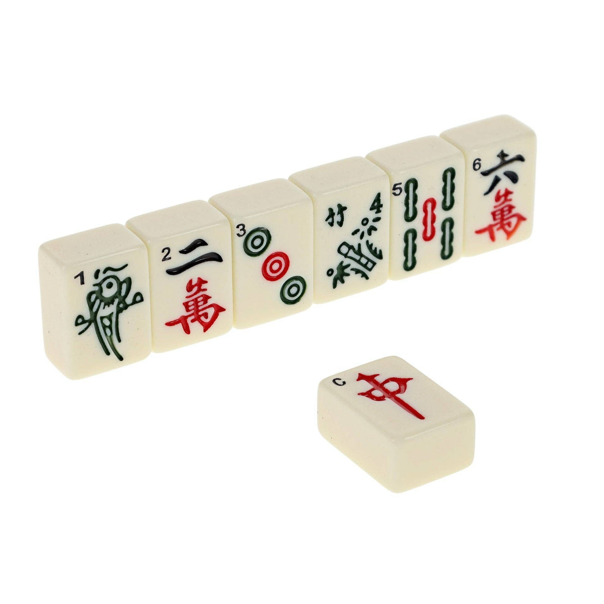 WE Games Traditional Chinese Mahjong Set Travel Size, Red Leatherette Travel Case with Ornate Dragon Design, 144 Tiles 24mm White Tiles