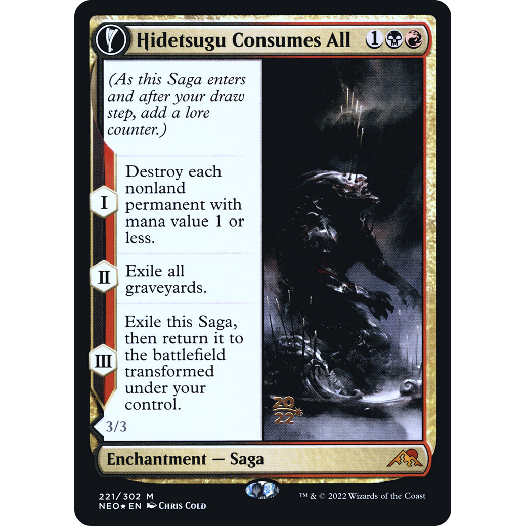 Hidetsugu Consumes All // Vessel of the All-Consuming (PRE-221S) - Kamigawa: Neon Dynasty Promos: (fandfc, enchantment) Foil