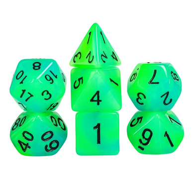 Glow in the Dark - Blue and Green RPG Dice Set