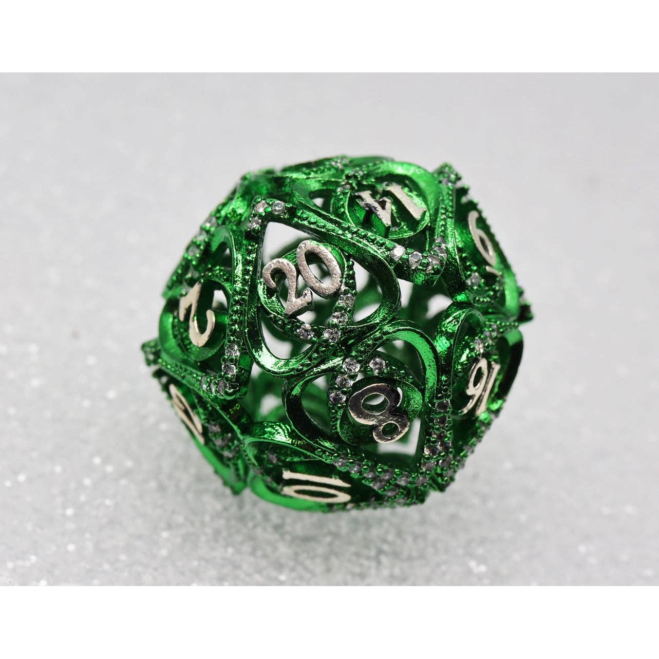 Hollow Hearts: Jeweled Green - Metal RPG Dice Set