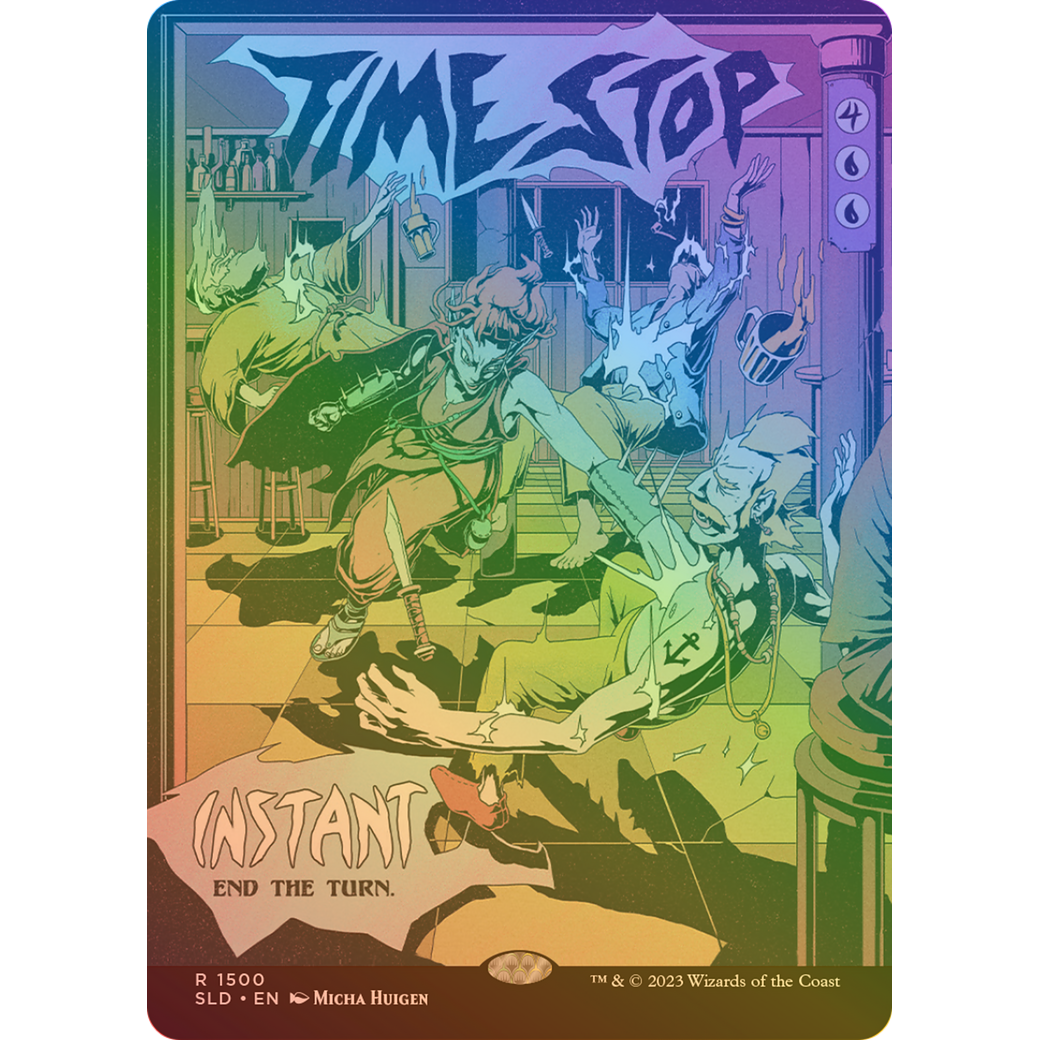 Time Stop (Rainbow Foil) (SLD-1500) - Secret Lair Drop (Borderless) Foil