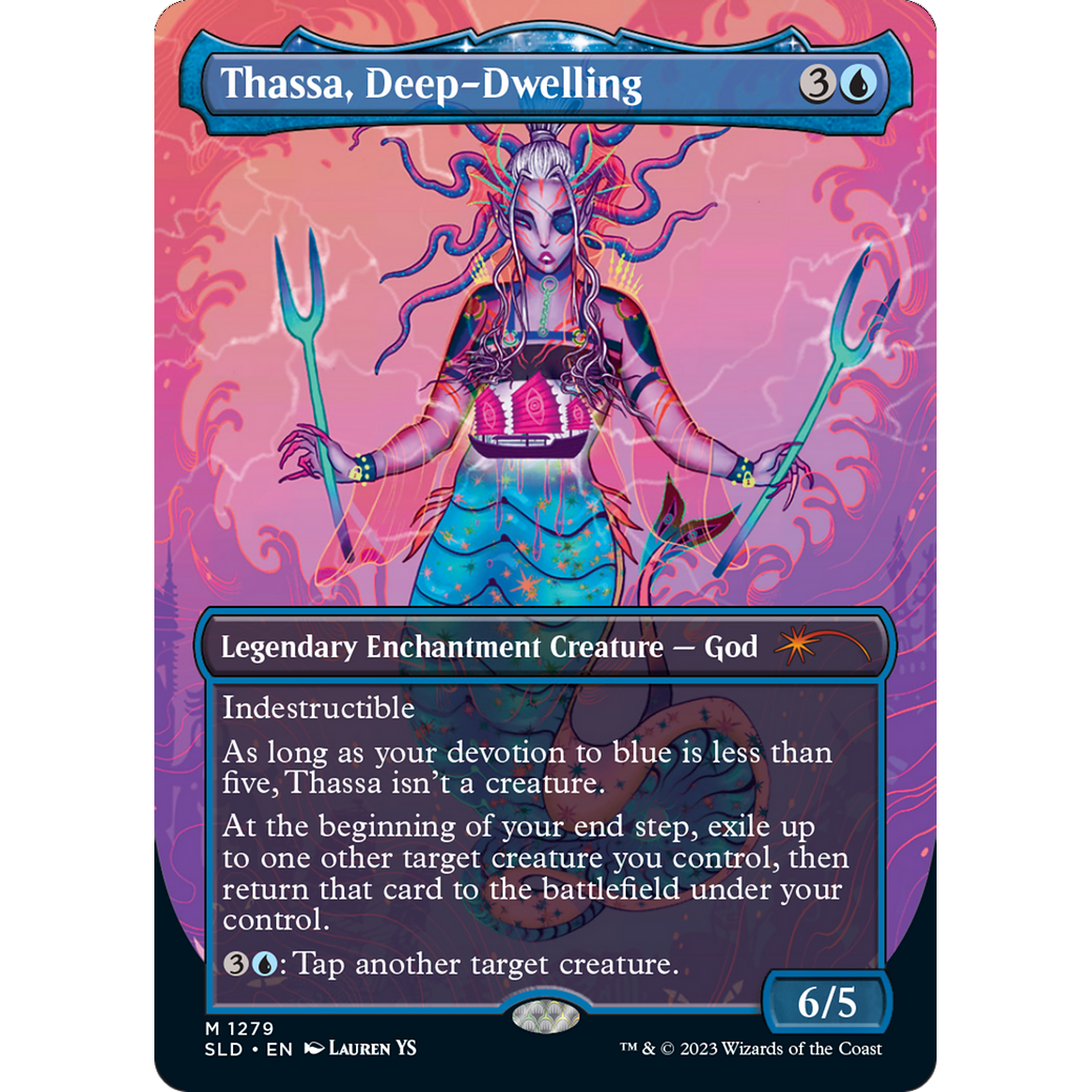 Thassa, Deep-Dwelling (SLD-1279) - Secret Lair Drop: (enchantment) (Borderless) Foil