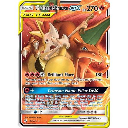 Charizard & Braixen GX 22/236 - SM  Cosmic Eclipse Holofoil