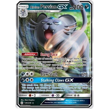 Alolan Persian GX 129/236 - SM  Cosmic Eclipse Holofoil