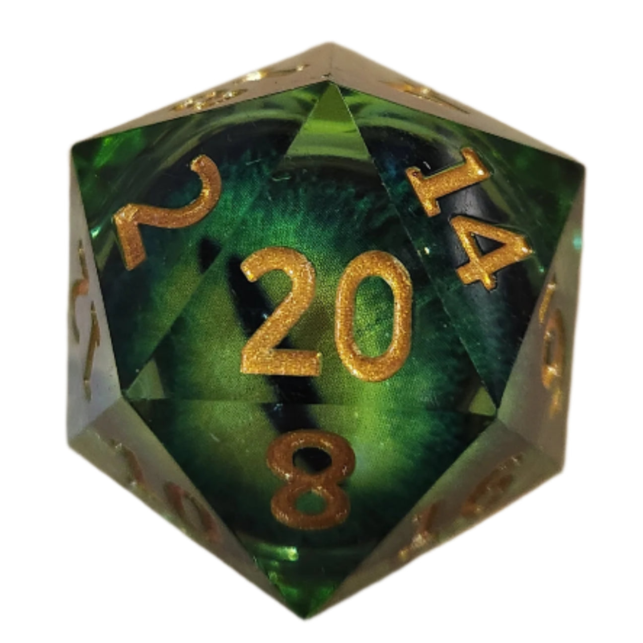 Green Crocodile Eye Liquid Core Medium d20