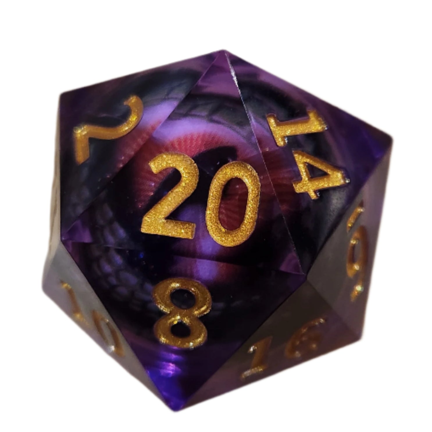 Purple Crocodile Eye Liquid Core Medium d20