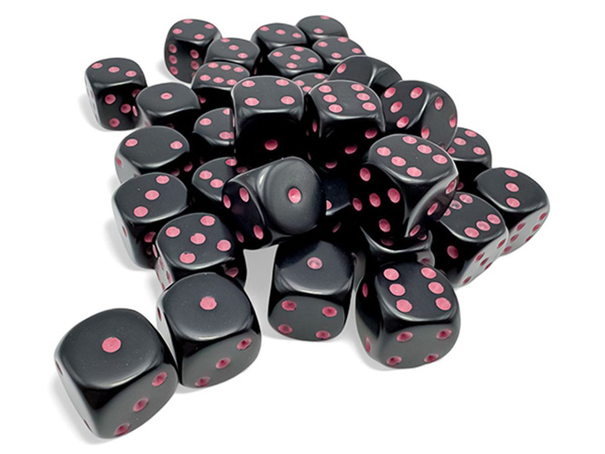 Chessex Opaque Black/Pink Six-Sided 12mm Dice