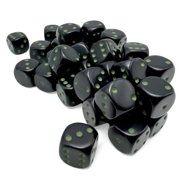 Chessex Opaque Black/Green Six-Sided 12mm Dice