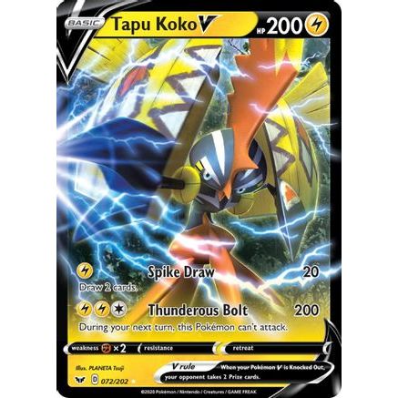 Tapu Koko V 72/202 - SWSH01 Sword & Shield Base Set Holofoil