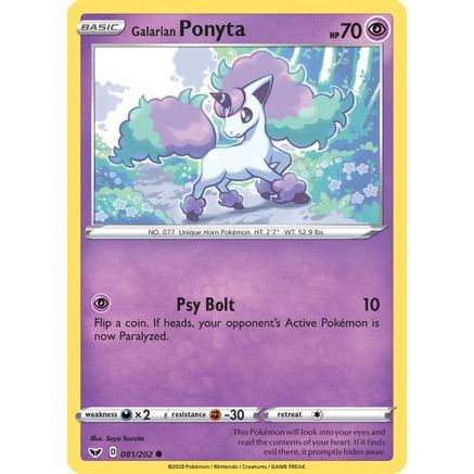 Galarian Ponyta 81/202 - SWSH01 Sword & Shield Base Set Reverse Holofoil