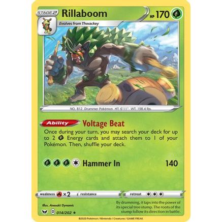 Rillaboom (014) 14/202 - SWSH01 Sword & Shield Base Set Holofoil