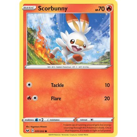 Scorbunny (031) 31/202 - SWSH01 Sword & Shield Base Set Reverse Holofoil