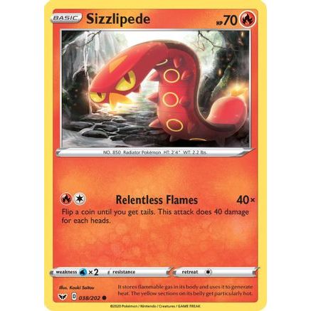 Sizzlipede (038) 38/202 - SWSH01 Sword & Shield Base Set Reverse Holofoil