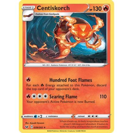 Centiskorch 39/202 - SWSH01 Sword & Shield Base Set Reverse Holofoil