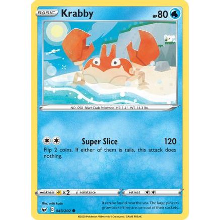 Krabby (043) 43/202 - SWSH01 Sword & Shield Base Set Reverse Holofoil