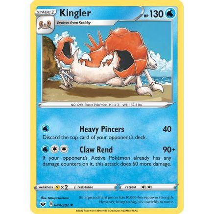 Kingler 44/202 - SWSH01 Sword & Shield Base Set Reverse Holofoil