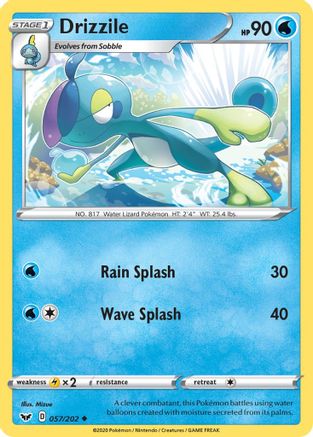 Drizzile (057) 57/202 - SWSH01 Sword & Shield Base Set Reverse Holofoil