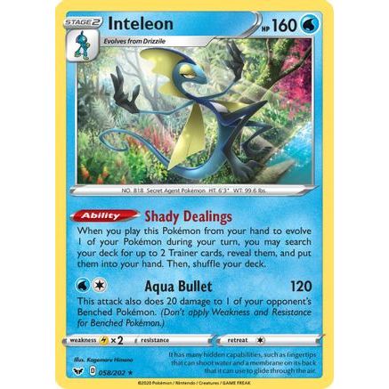 Inteleon (058) 58/202 - SWSH01 Sword & Shield Base Set Holofoil