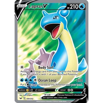 Lapras V (Full Art) 189/202 - SWSH01 Sword & Shield Base Set Holofoil