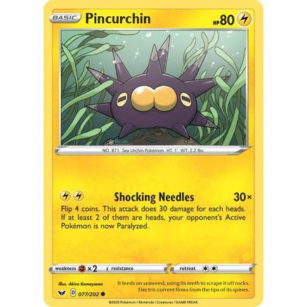 Pincurchin 77/202 - SWSH01 Sword & Shield Base Set Reverse Holofoil